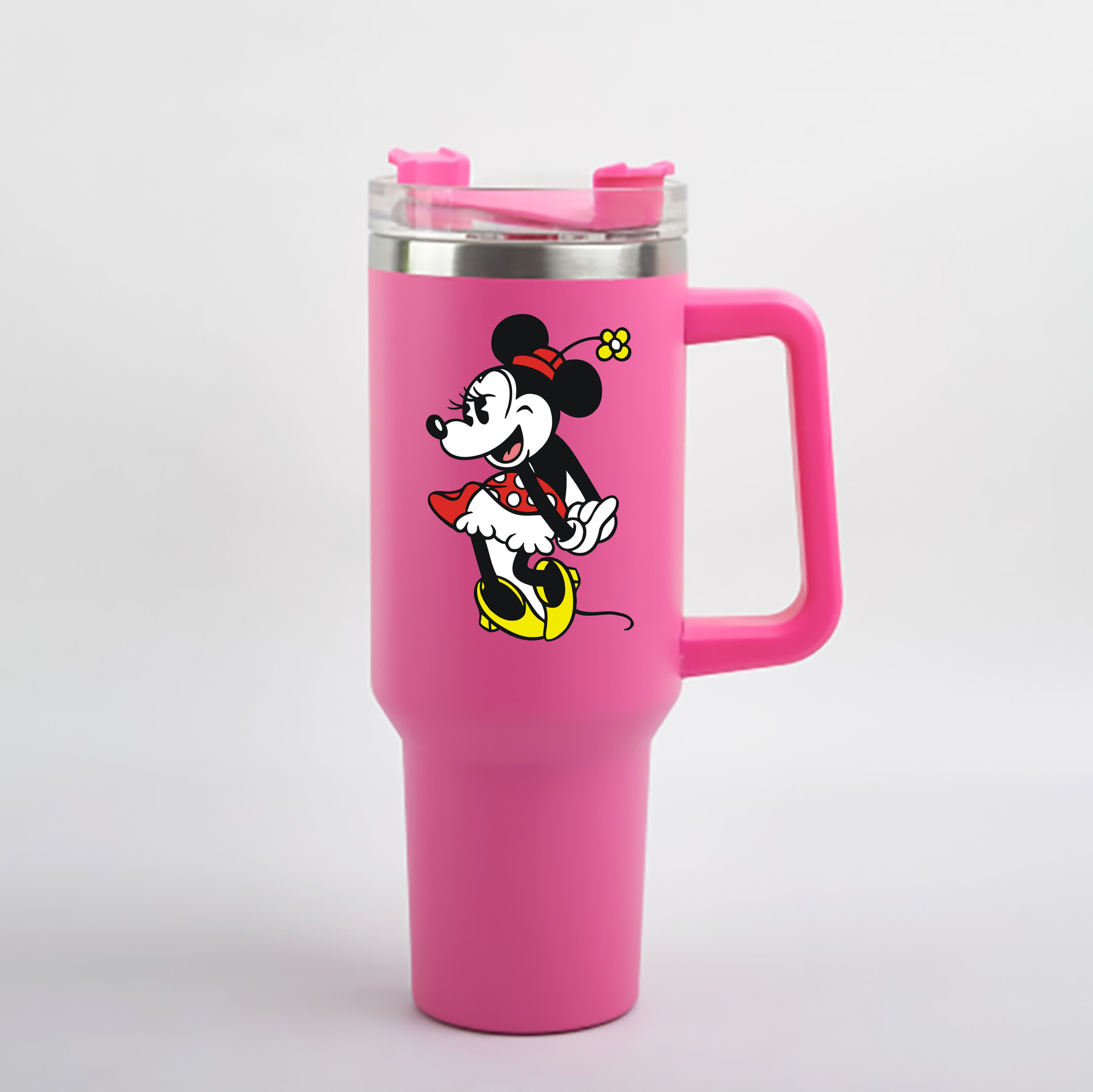（画像用） ミッキーマウス Mickey Mouse 1200mL車用タンブラー - クリスタルステッカー（プラスチックストロー付き）